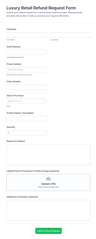 Luxury Retail Refund Request Form Template
