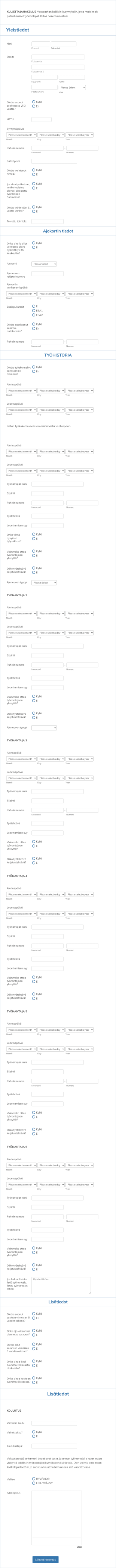 LWT Kuorma Autokuljettajan Työhakemus