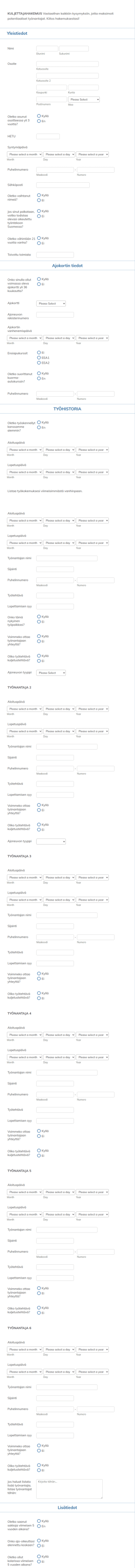 LWT Kuorma Autokuljettajan Työhakemus