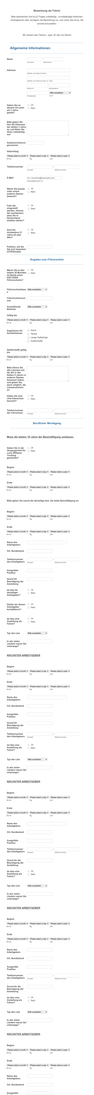 LWT Lkw Fahrer Bewerbung