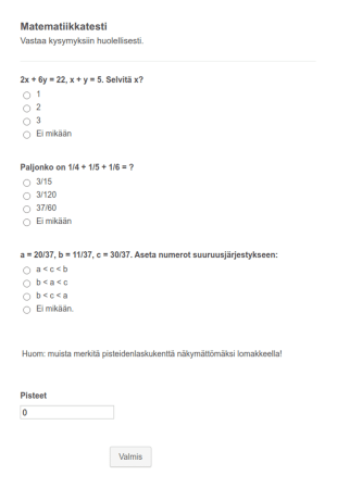 Lyhyt Matematiikan Testi
