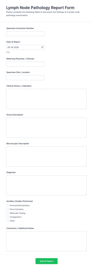 Lymph Node Pathology Report Form Template