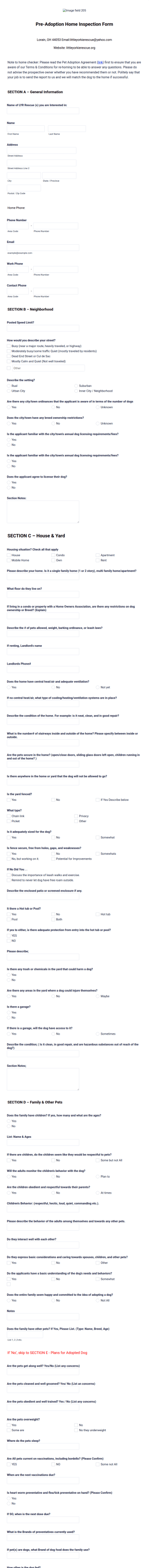 LYR Home Inspection Checklist Form Template