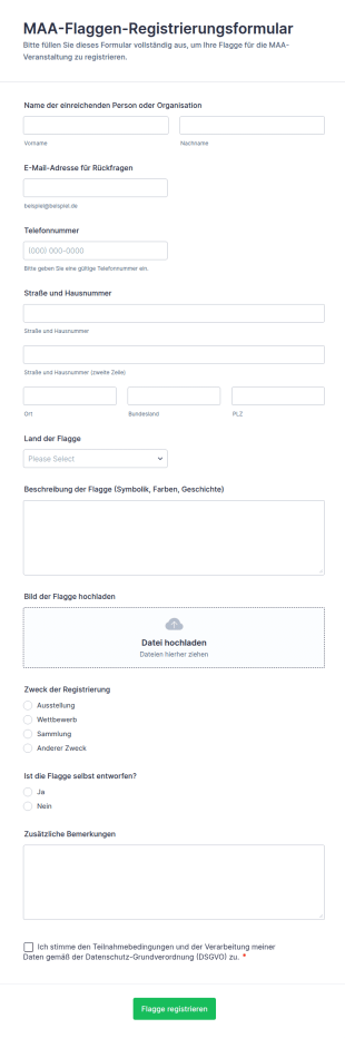MAA Flaggen Registrierungsformular