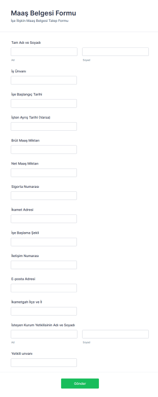 Maaş Belgesi Form Şablonu