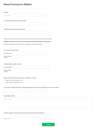 Maaş Promosyonu Bilgileri Form Şablonu