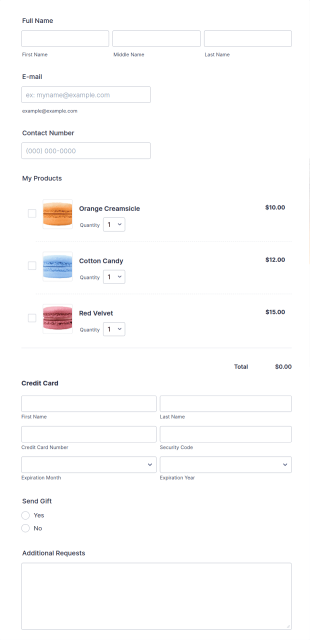 Macaron Factory Online Order Moneris Form Template