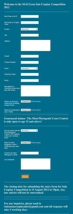 Competition Registration Form Template