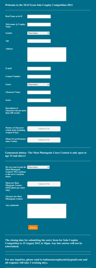 Competition Registration Form Template