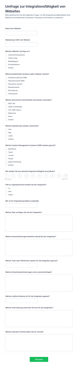 Machbarkeitsumfrage Zur Website Integration