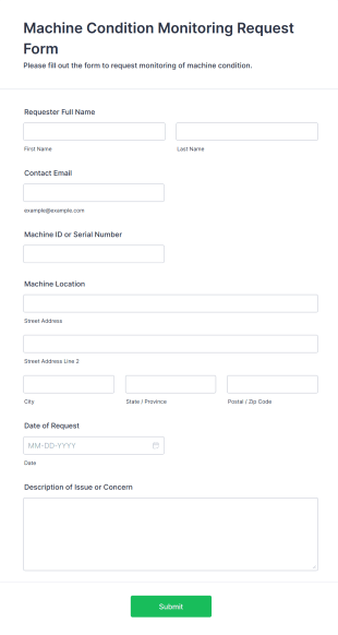 Machine Condition Monitoring Request Form Template