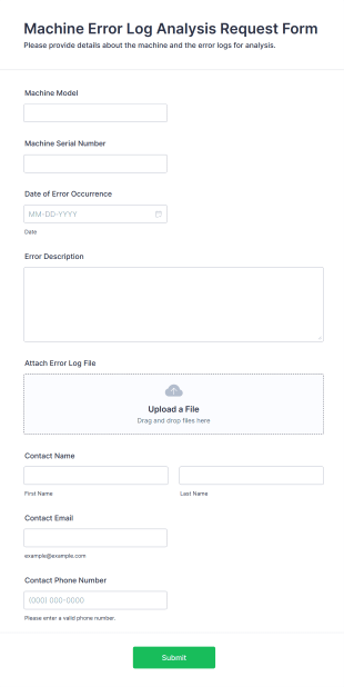 Machine Error Log Analysis Request Form Template