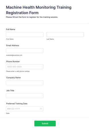 Machine Health Monitoring Training Registration Form Template