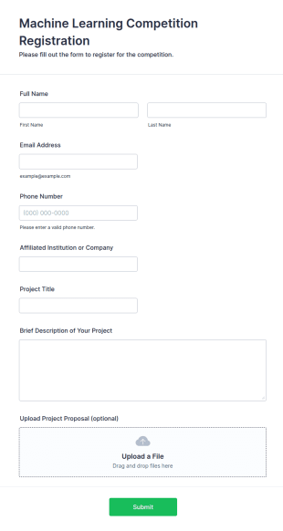 Machine Learning Competition Registration Form Template