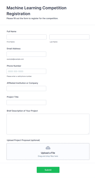 Machine Learning Competition Registration Form Template