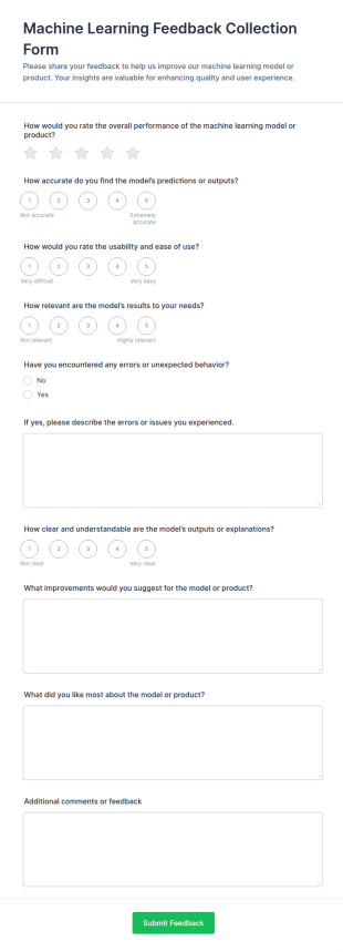 Machine Learning Feedback Collection Form Template