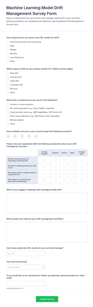 Machine Learning Model Drift Management Survey Form Template