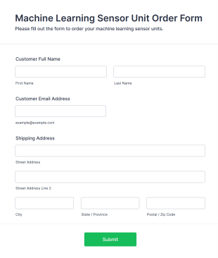 Machine Learning Sensor Unit Order Form Form Template