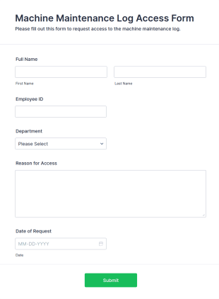 Machine Maintenance Log Access Form Template