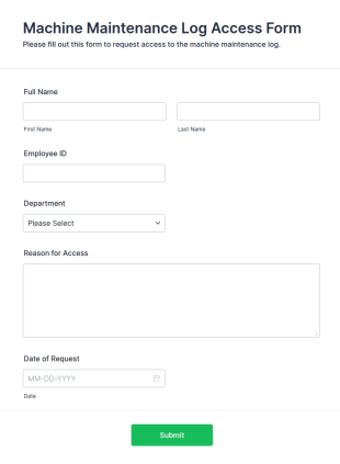 Machine Maintenance Log Access Form Template