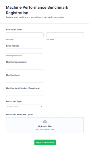 Machine Performance Benchmark Registration Form Template