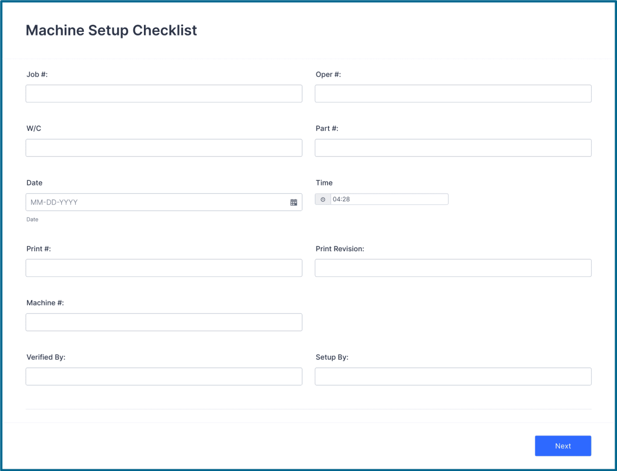 Machine Setup Checklist Form Template | Jotform