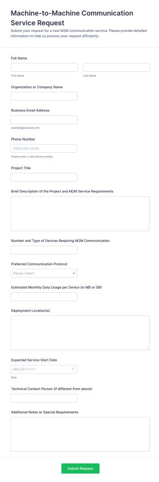 Machine To Machine Communication Service Request Form Template