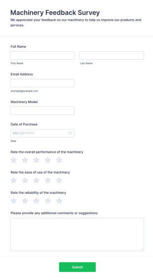 Machinery Feedback Survey Form Template