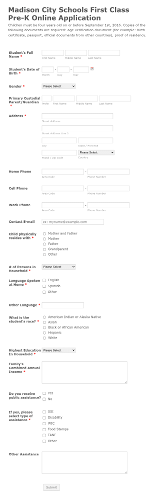 Madison City Schools Form Template