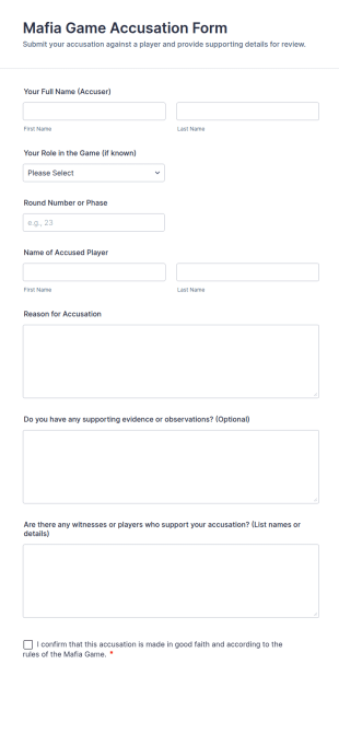 Mafia Game Accusation Form Template