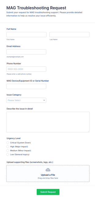 MAG Troubleshooting Request Form Template