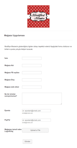 Mağaza Uygulaması Form Şablonu