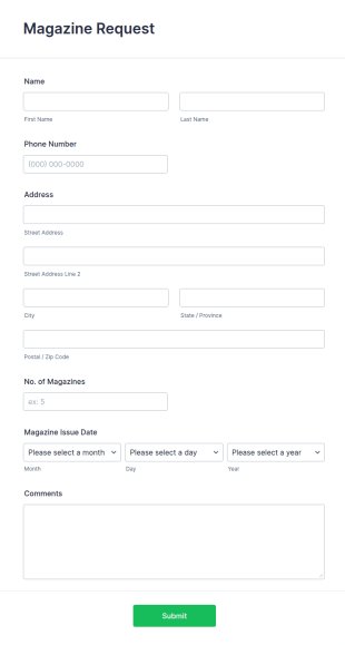 Magazine Request Form Template