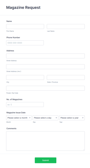 Magazine Request Form Template