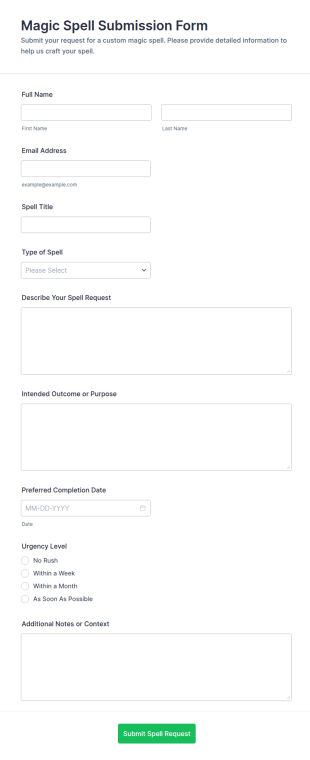 Magic Spell Submission Form Template
