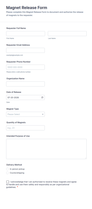 Magnet Release Form Template