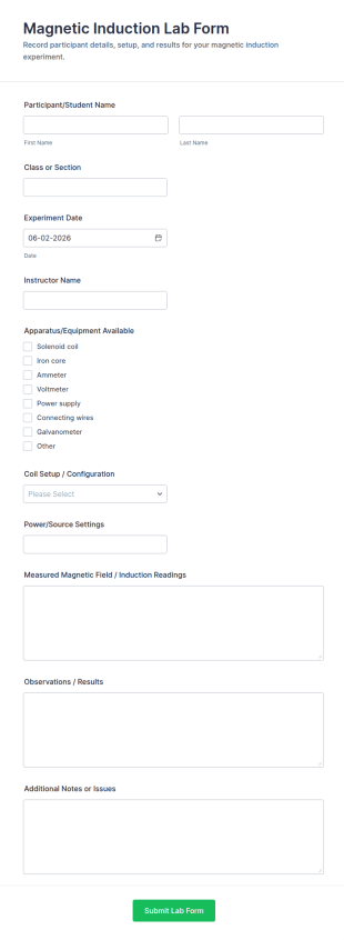 Magnetic Induction Lab Form Template