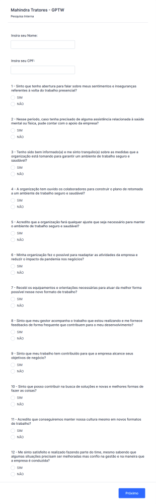 Mahindra Pesquisa GPTW Form Template