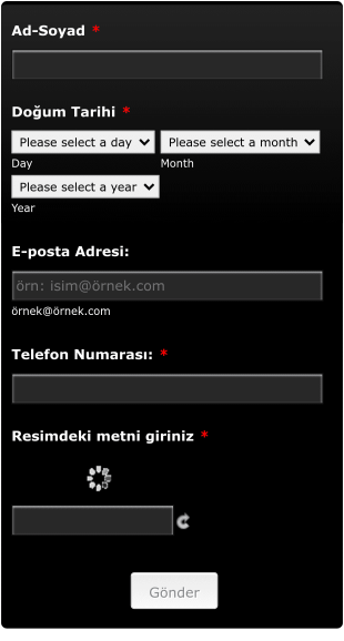 Mail Kayıt Form Template