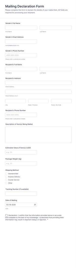 Mailing Declaration Form Template