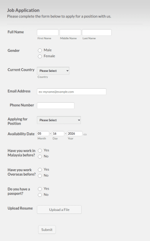 Main Construction Bhd Application Form Template