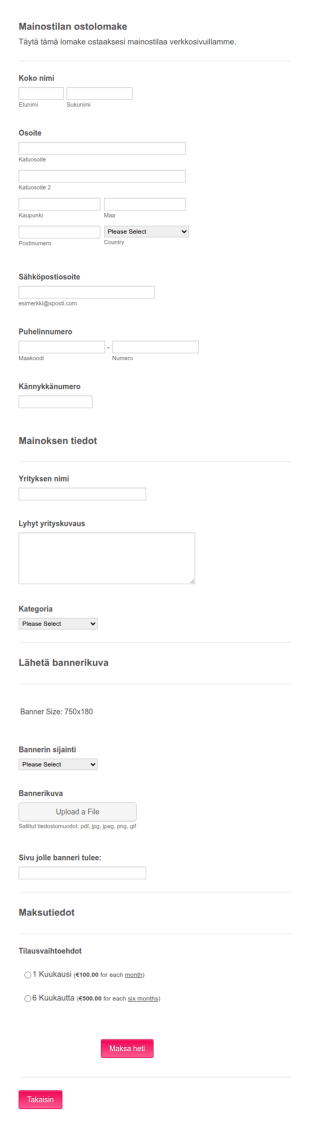 Mainostilan Ostolomake