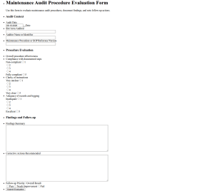 Maintenance Audit Procedure Evaluation Form Template