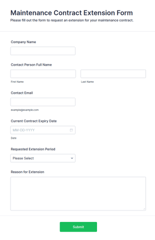 Maintenance Contract Extension Form Template