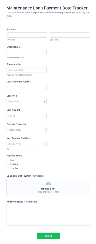 Maintenance Loan Payment Date Tracker Form Template