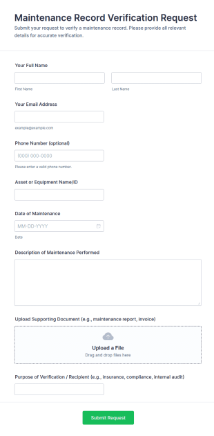 Maintenance Record Verification Request Form Template