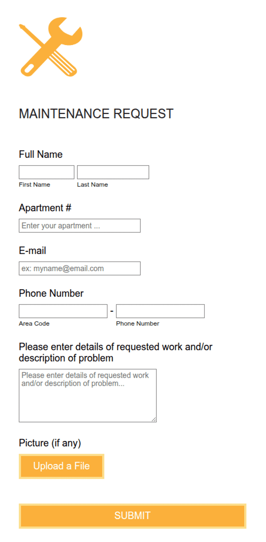 Maintenance Form Ui Responsive Maintenance Request Form Template | Jotform