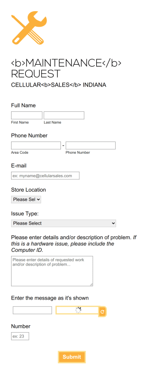 Maintenance Request Form Responsive Form Template