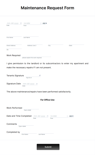 Hotel Maintenance Request Form Template | Jotform