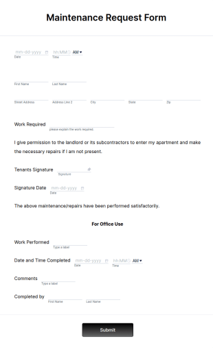 Maintenance Request Form Template